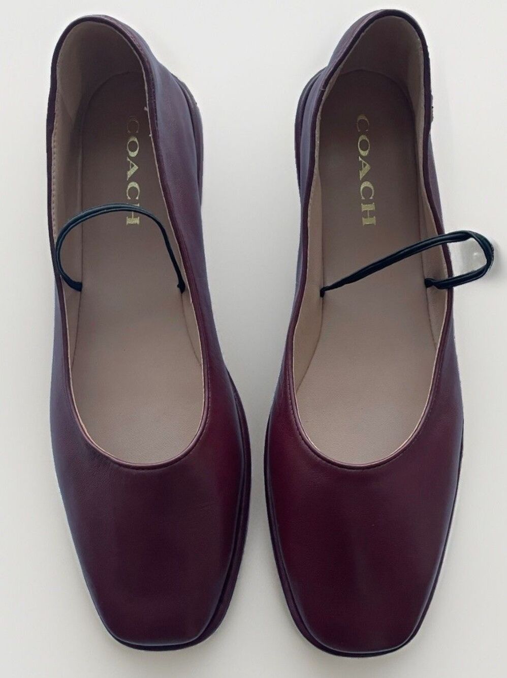 Coach Emilia Mary Jane Leather Ballet Flats Burgundy Slip On Round Toe Size 10B